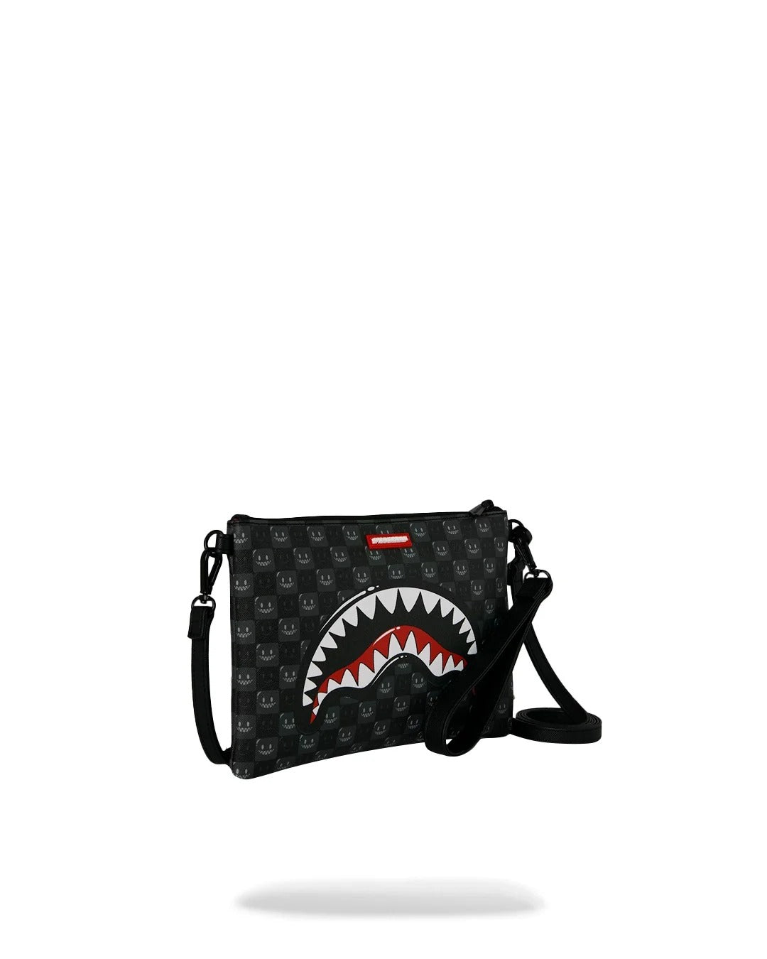 Sprayground Sharks In Paris WTF Bubbly Black Check Crossover Clutch - OnSize