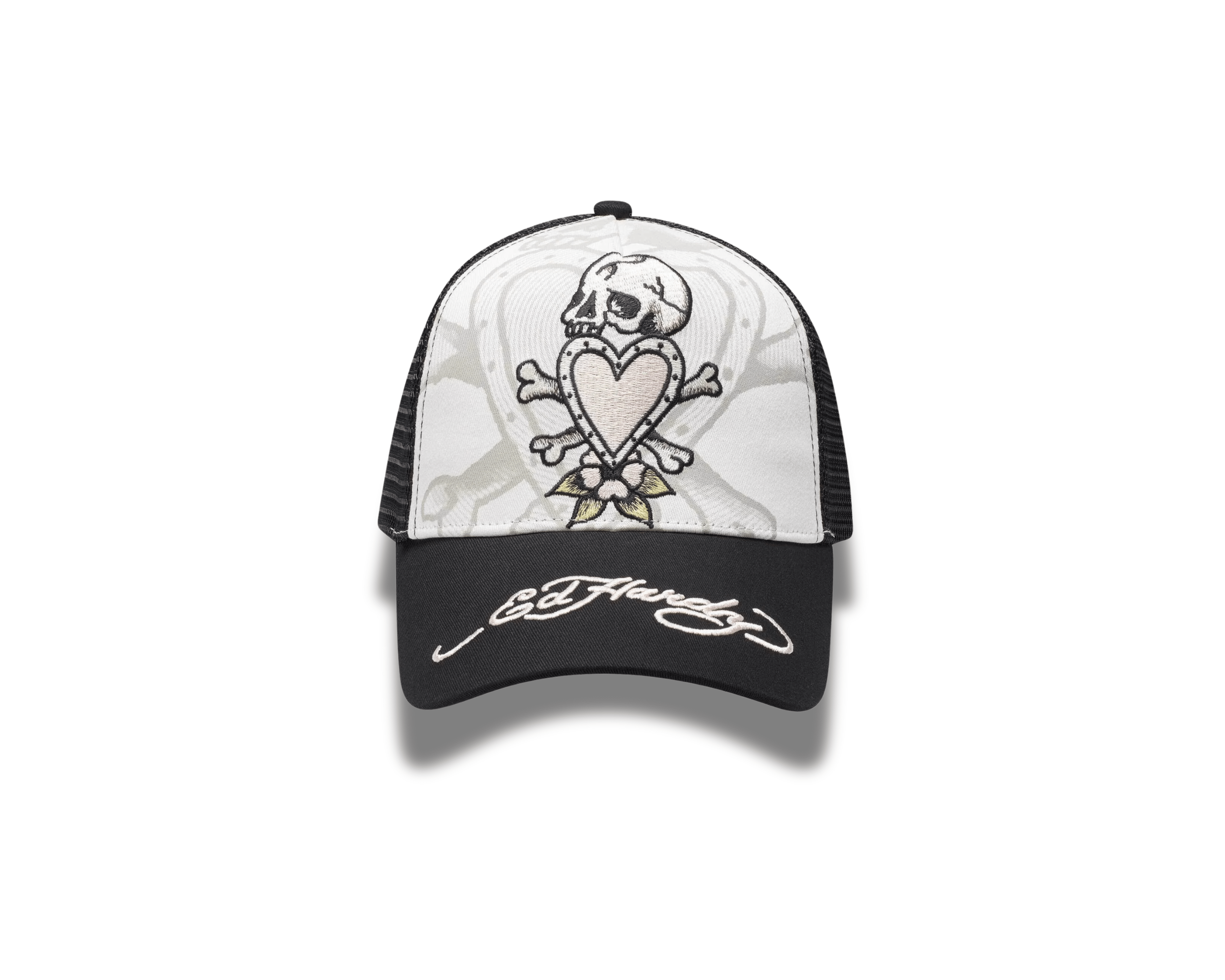 Ed Hardy Death Before Twill Front Mesh Trucker Cap - OnSize