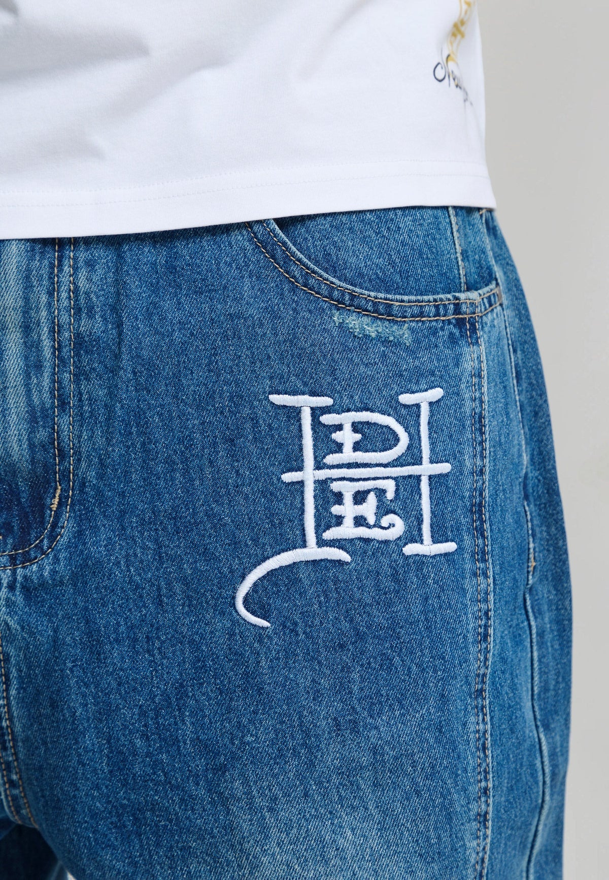 Ed Hardy Serpent Skull Graphic Relaxed Jeans Mid Blue