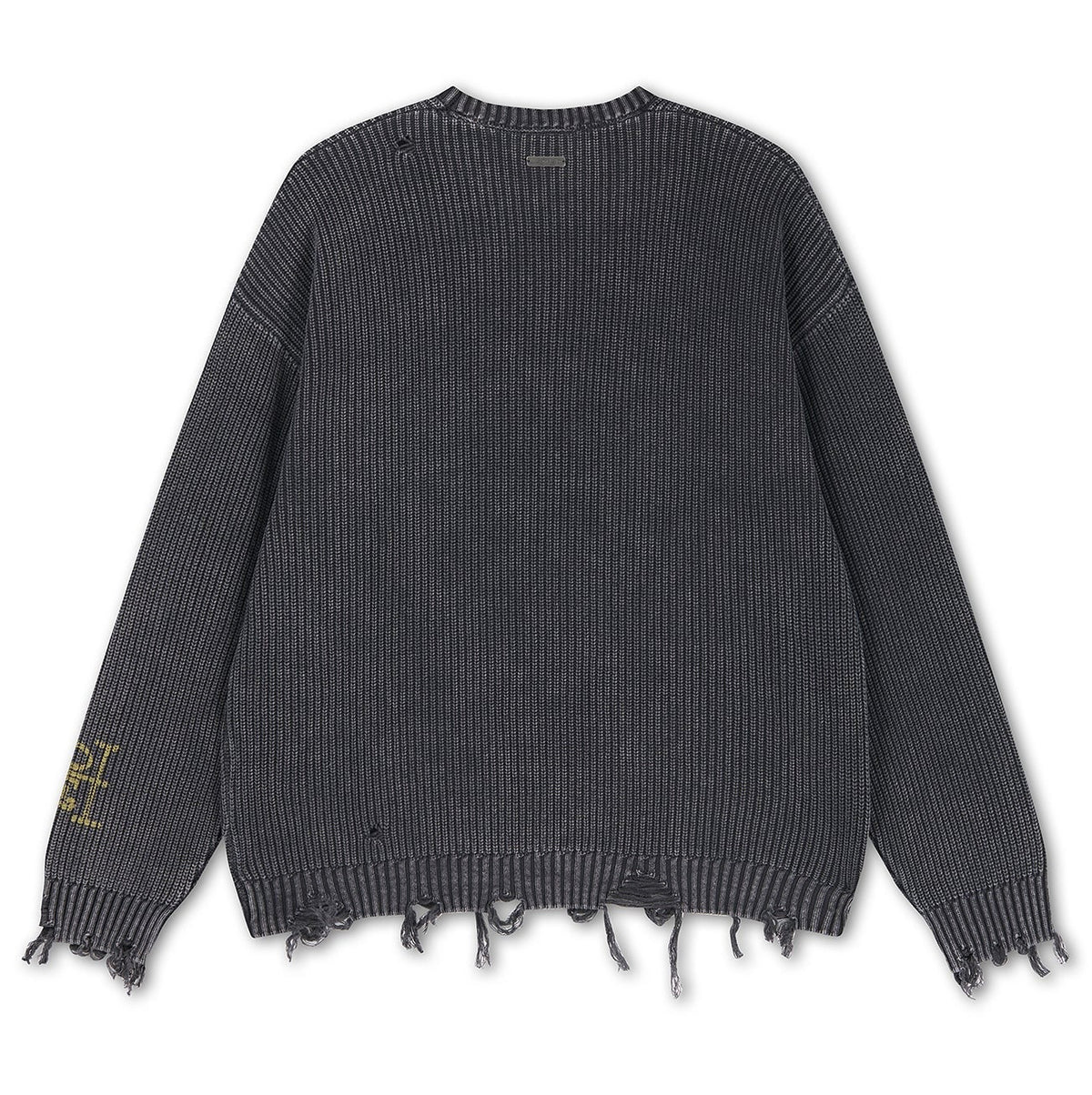 Ed Hardy Distressed Los Angeles Knitted Relaxed Crew Jumper Black - OnSize