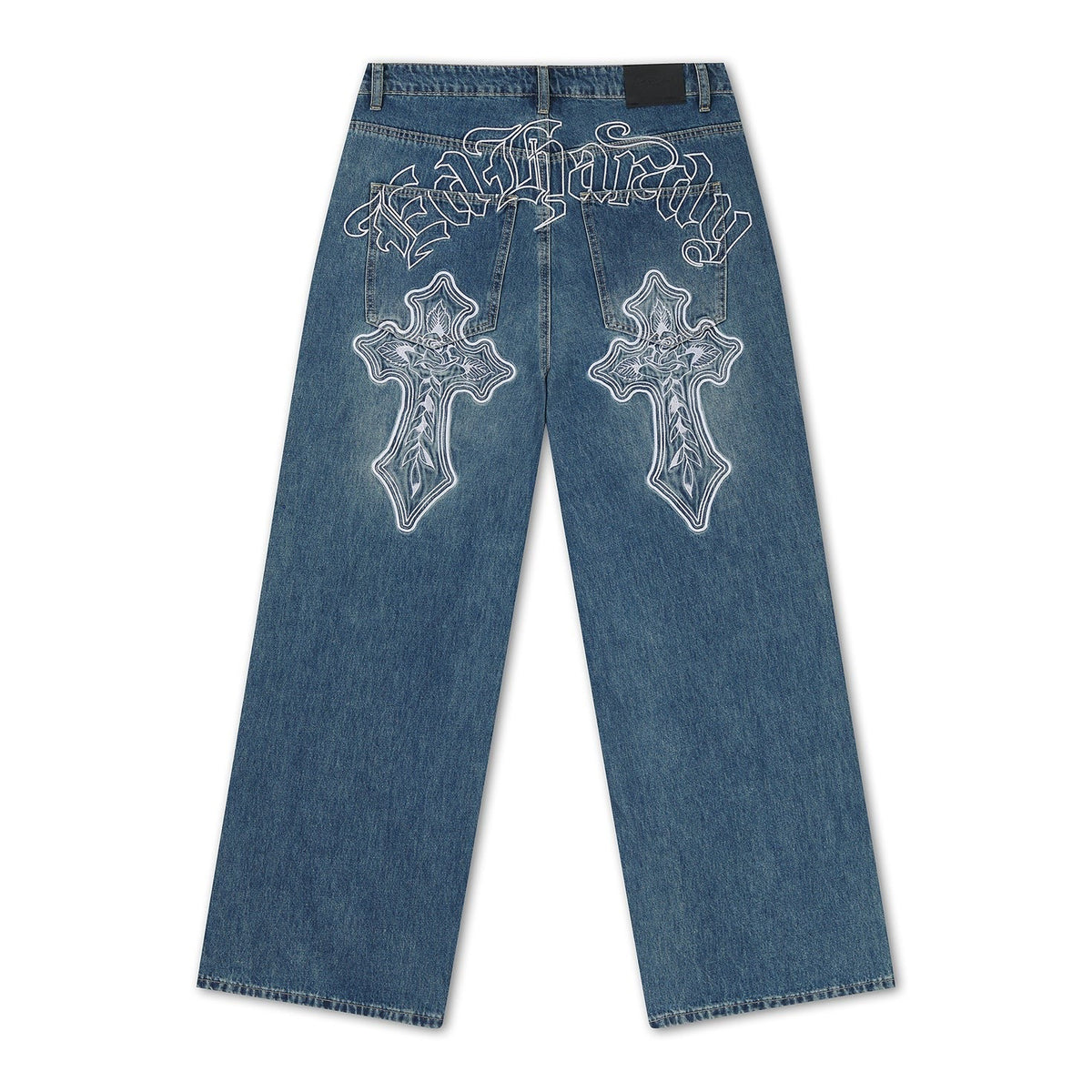 Ed Hardy Gothic Contrast Cross Xxtra Jeans Mid Blue - OnSize