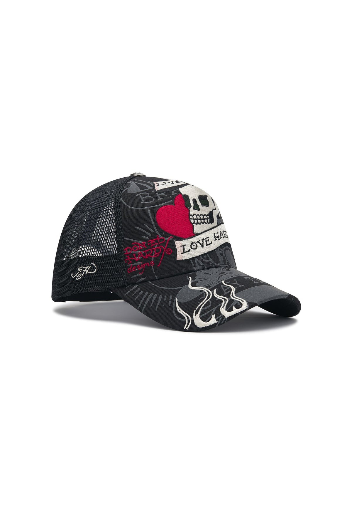 Ed Hardy Live Fast Love Hard 5 Panel Black Trucker Cap
