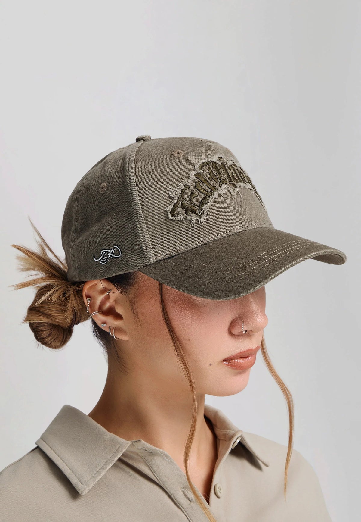 Ed Hardy Distressed Gothic 6 Panel Green Cap