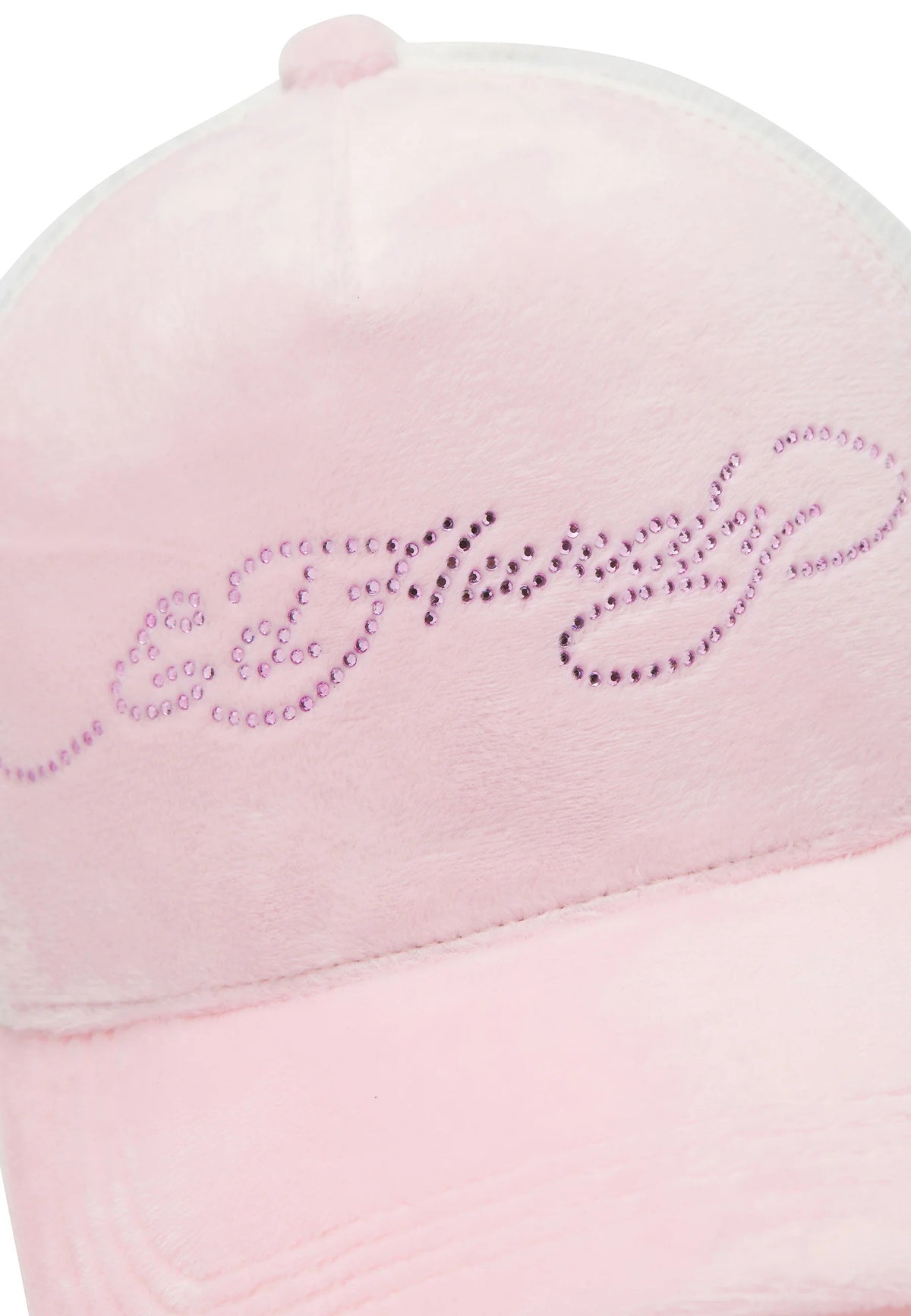 Ed Hardy Diamante Velour 5 Panel Baby Pink Trucker Cap