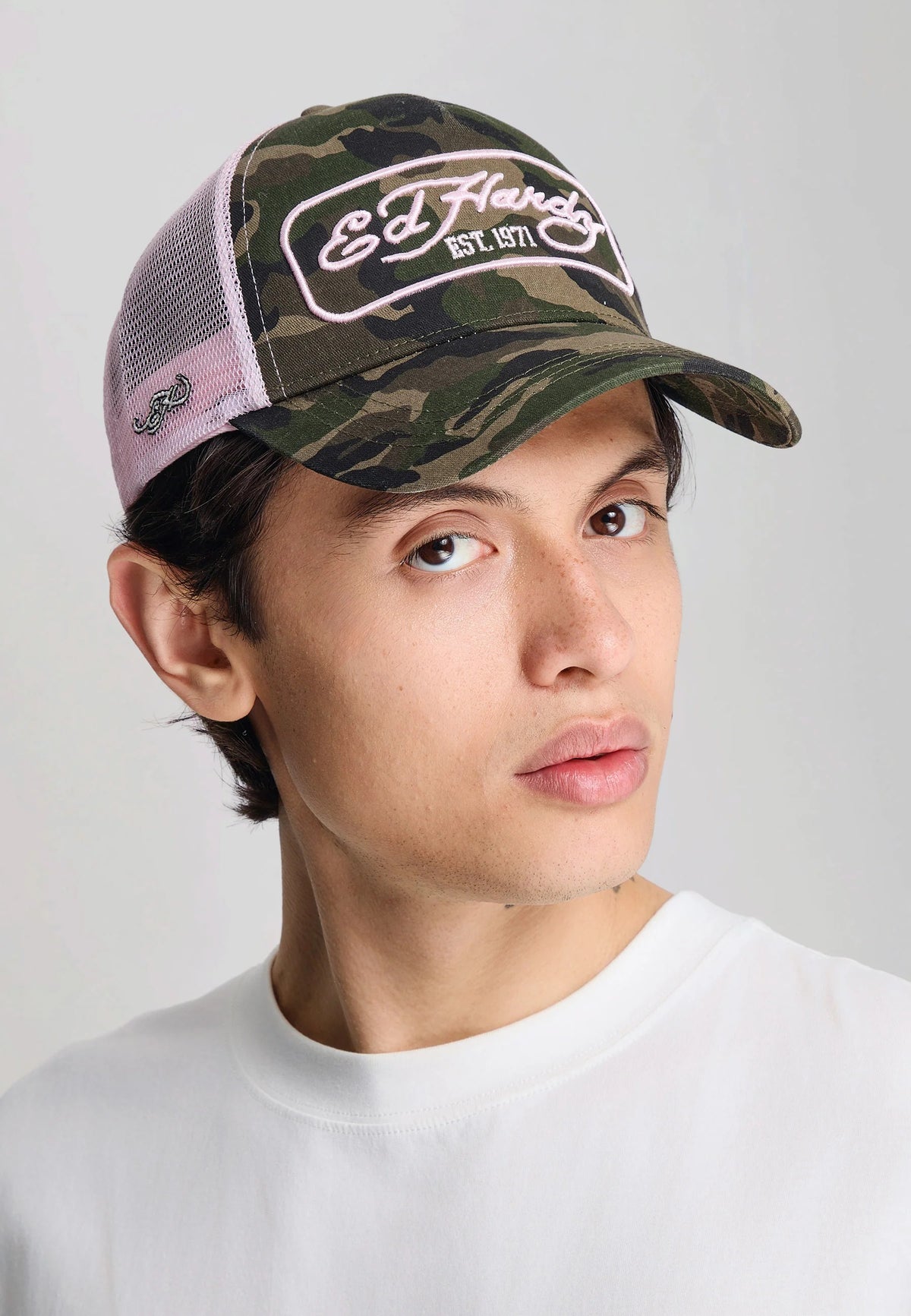 Ed Hardy 1971 Camo 5 Panel Green Trucker Cap