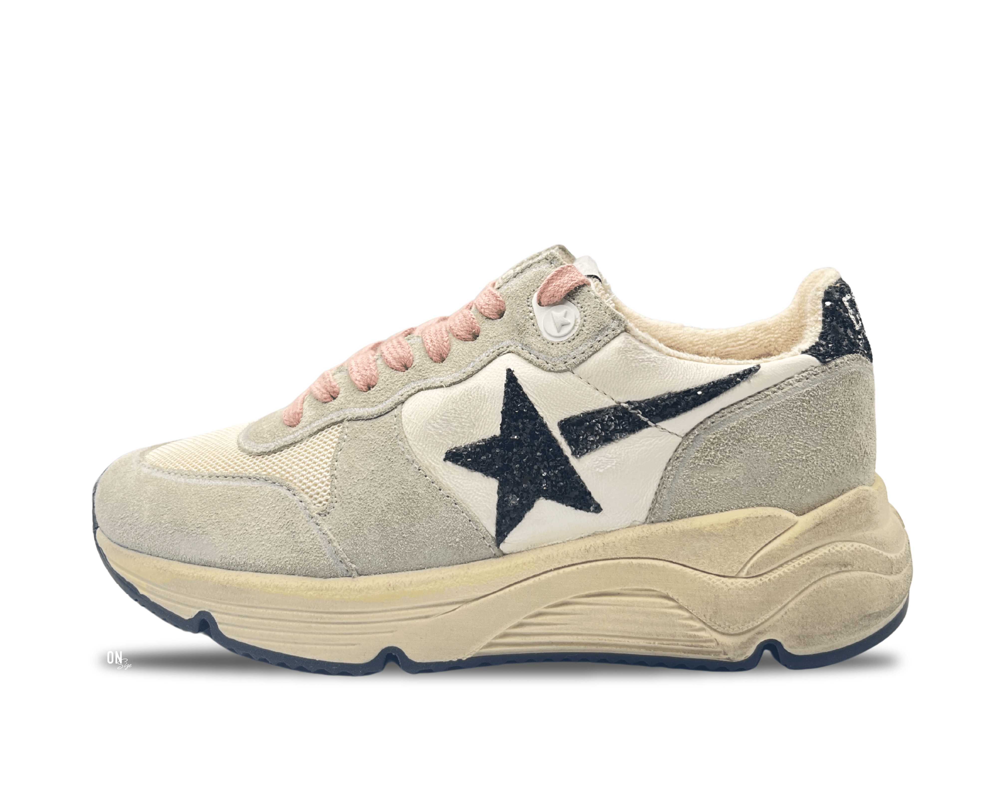 Golden Goose Running Sole Grey Black Glitter - OnSize