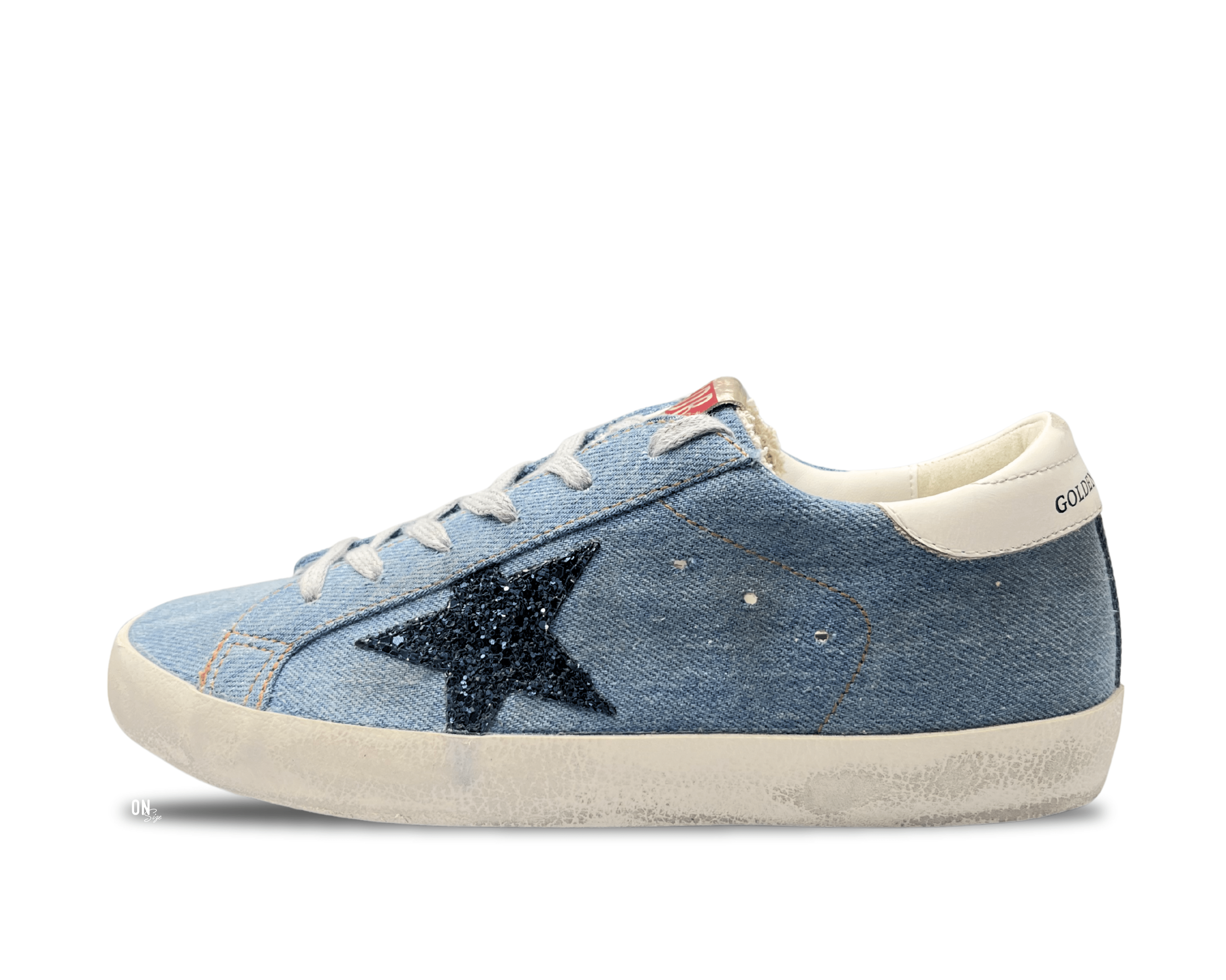 Golden Goose Super-Star Private Edition Denim Navy Glitter Star - OnSize