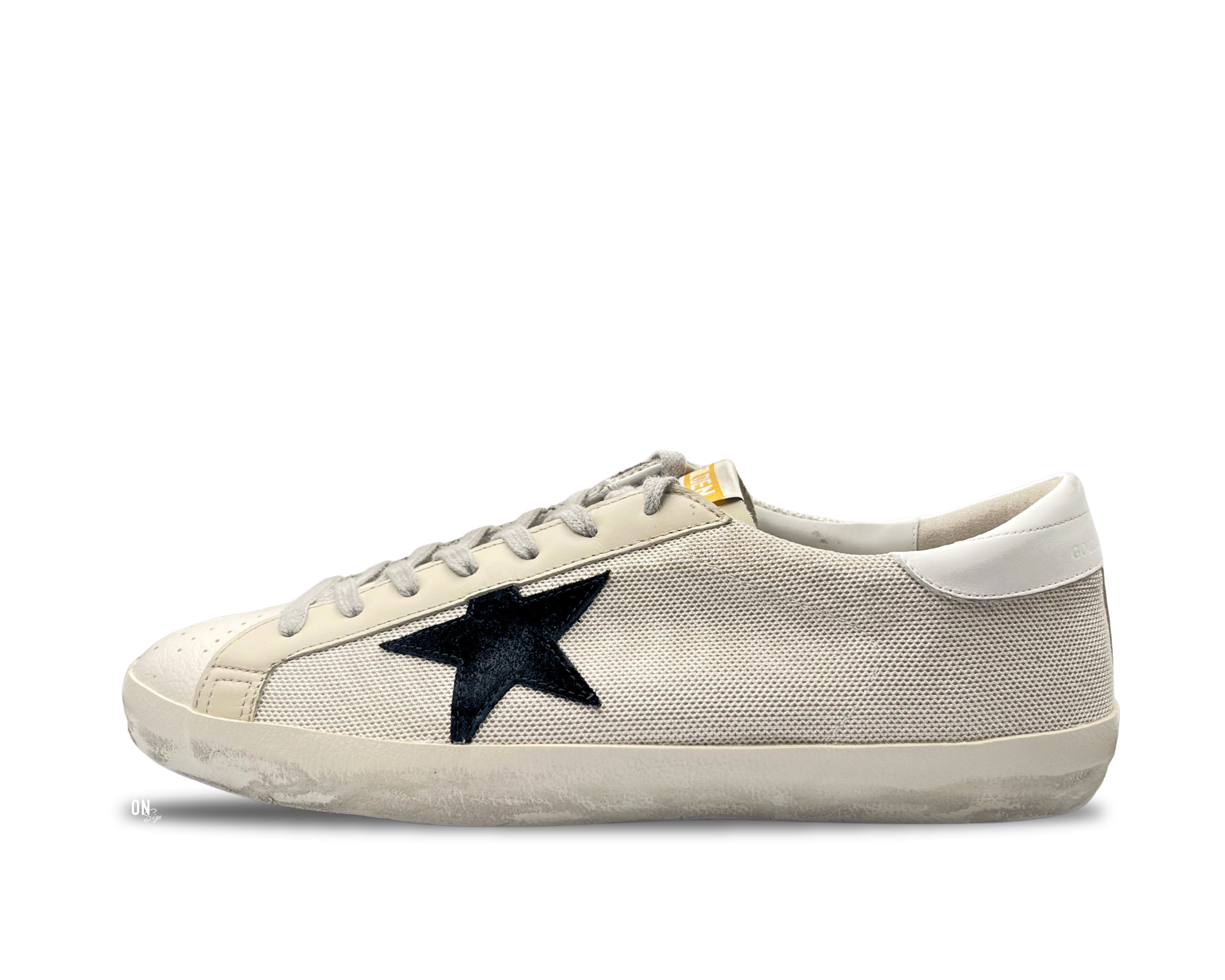 Golden Goose Super-Star White Beige Mesh Black Star - OnSize