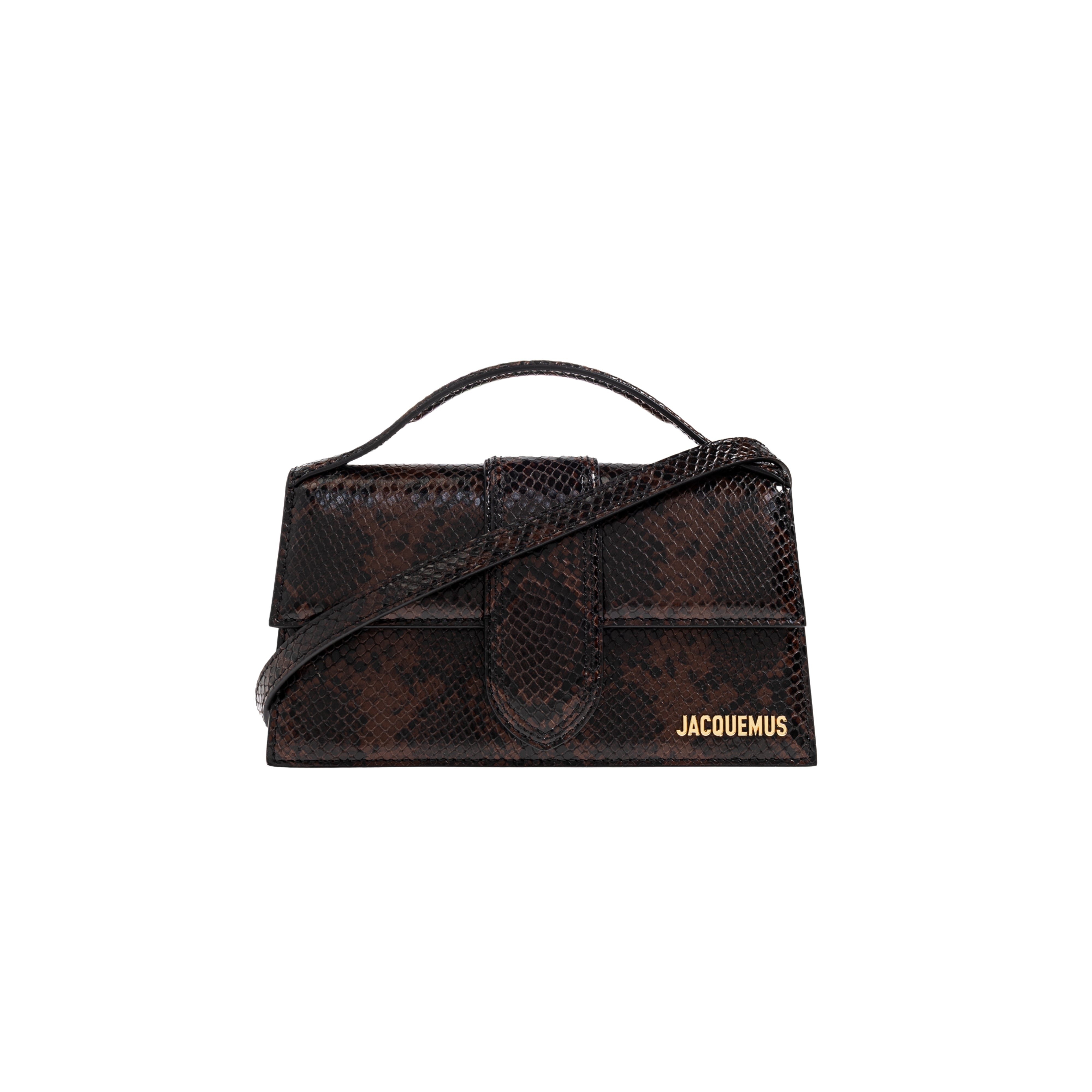Jacquemus Le grand Bambino Crossbody Strap Handbag Brown Snakeskin - OnSize