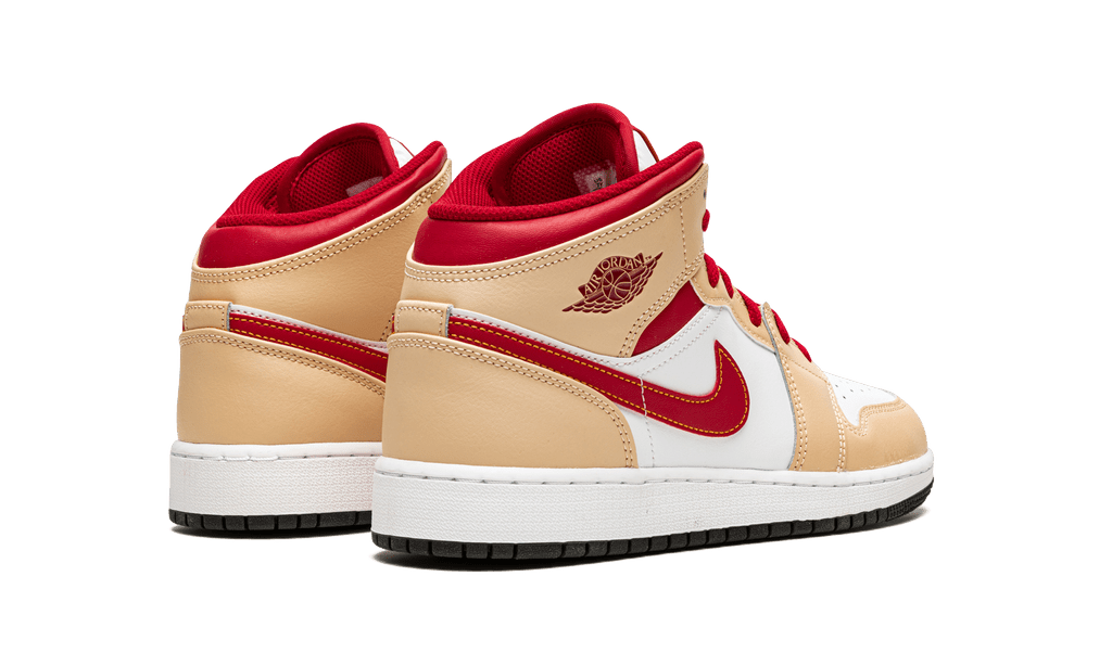 Jordan 1 Mid Light Curry Cardinal - OnSize
