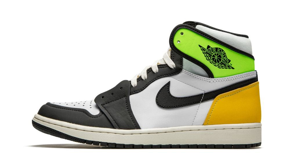 Jordan 1 Retro High White Black Volt University Gold - OnSize