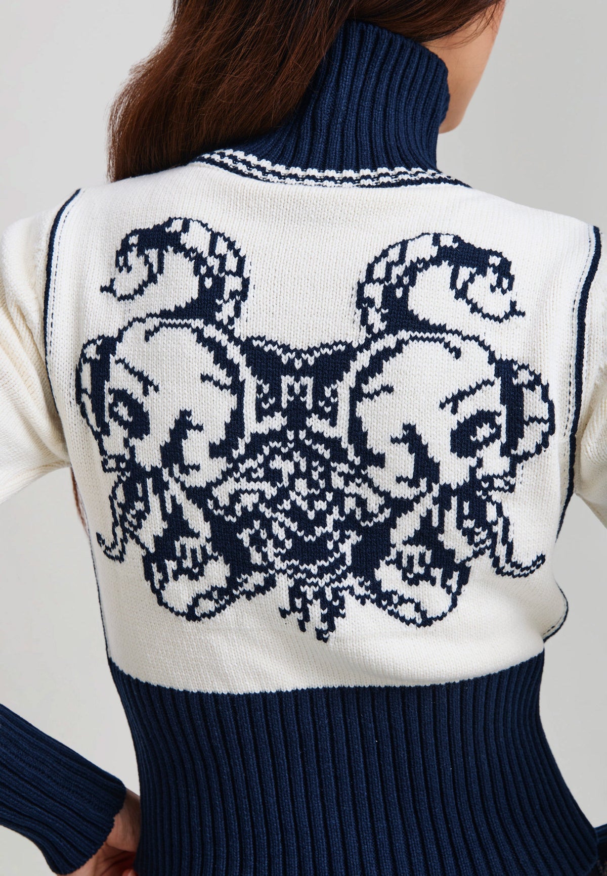 Ed Hardy Skull And Serpent Knitted Fitted Zip Thru Jacket Navy - OnSize