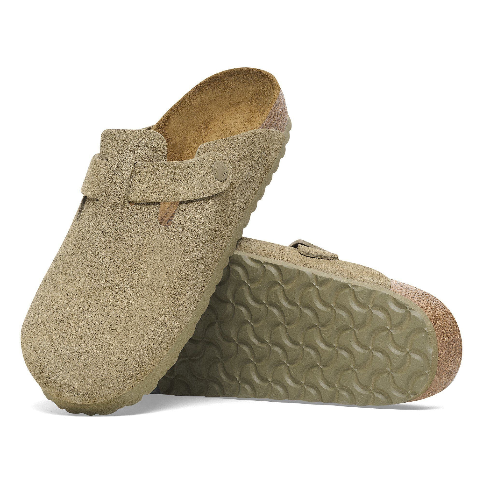 Birkenstock Boston Suede Faded Khaki - OnSize