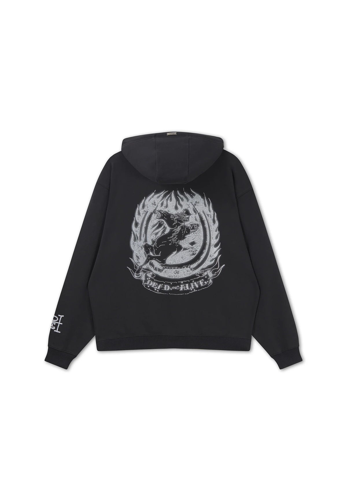 Ed Hardy Dead Or Alive Diamante Relaxed Hoodie Black - OnSize