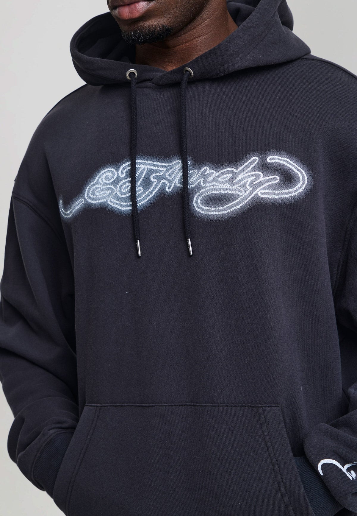 Ed Hardy Dead Or Alive Diamante Relaxed Hoodie Black - OnSize