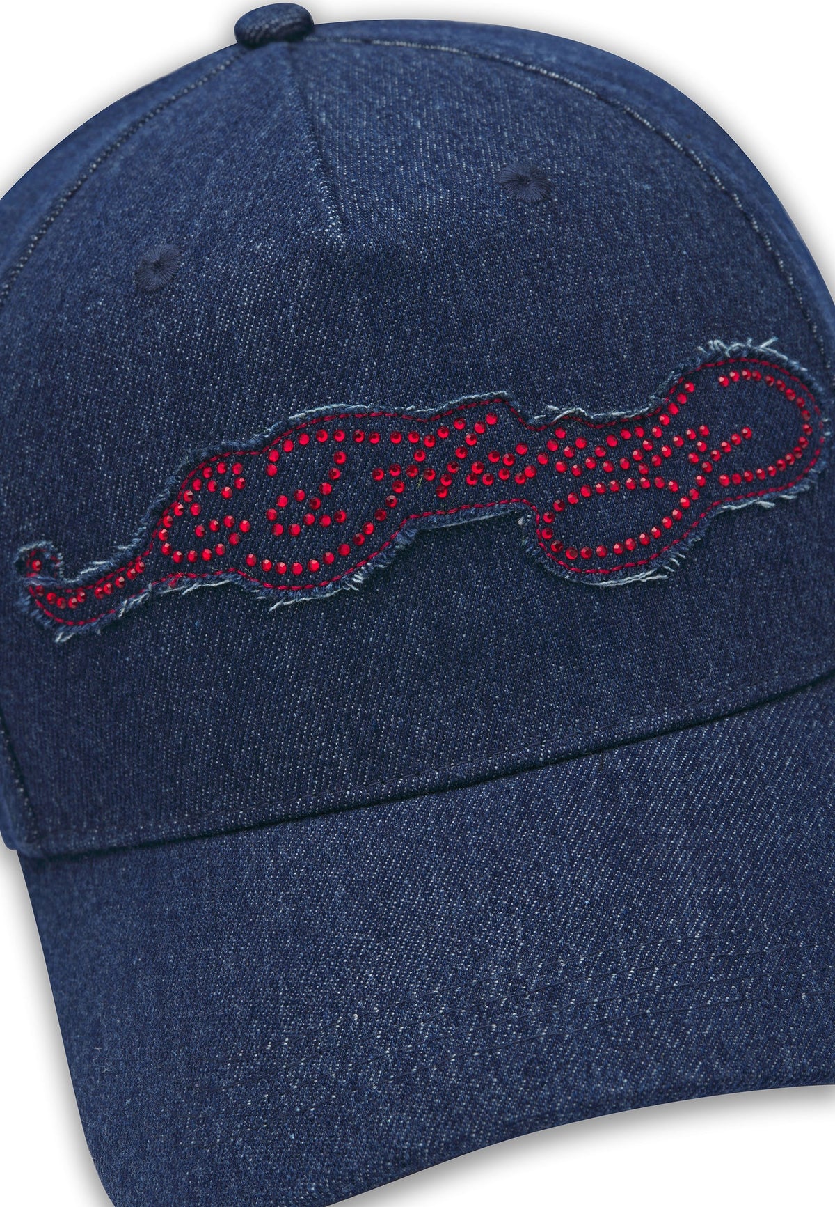 Ed Hardy Diamante Applique Indigo Denim 5 Panel Indigo Trucker Cap