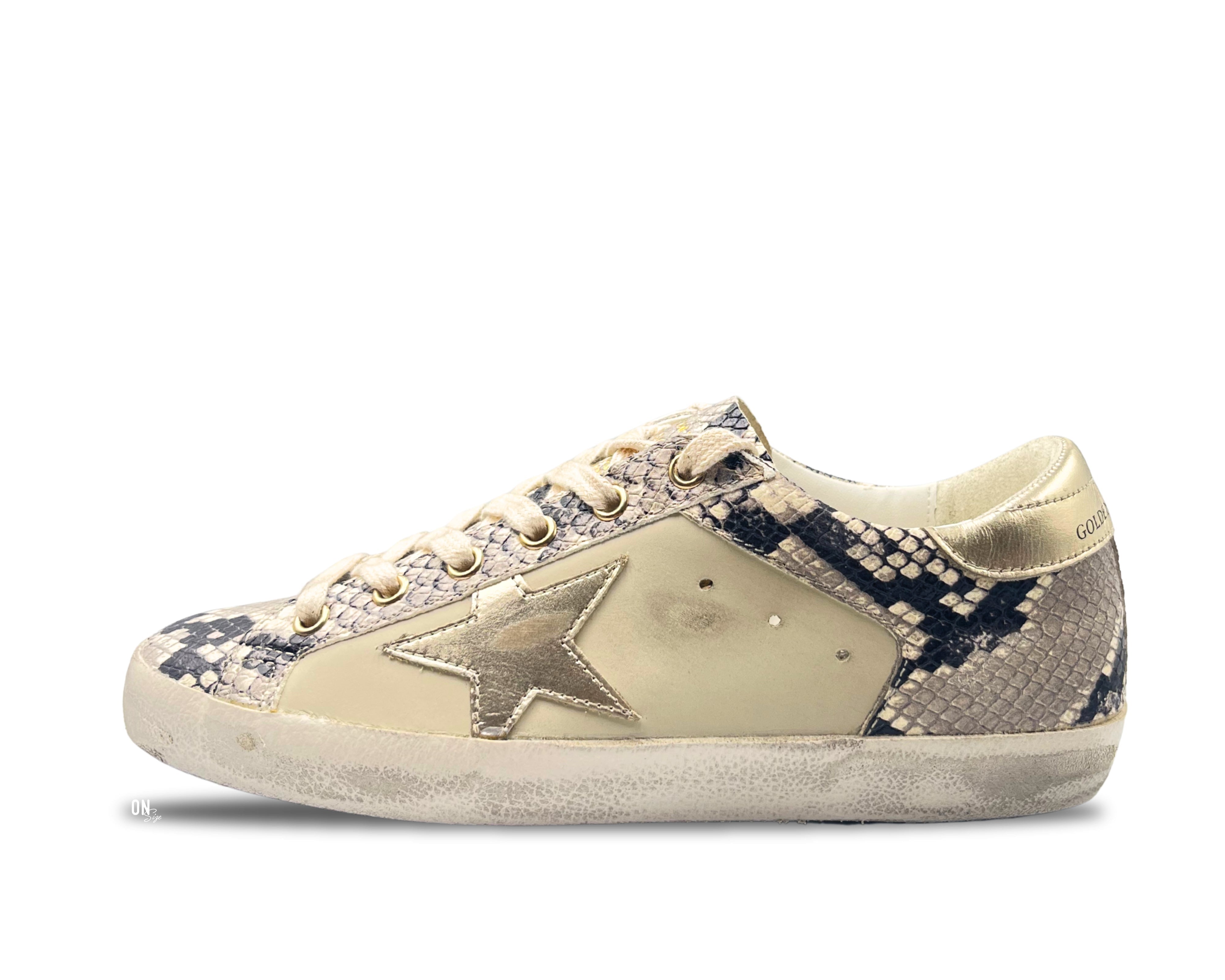 Golden Goose Super-Star Snakeskin Silver Star - OnSize