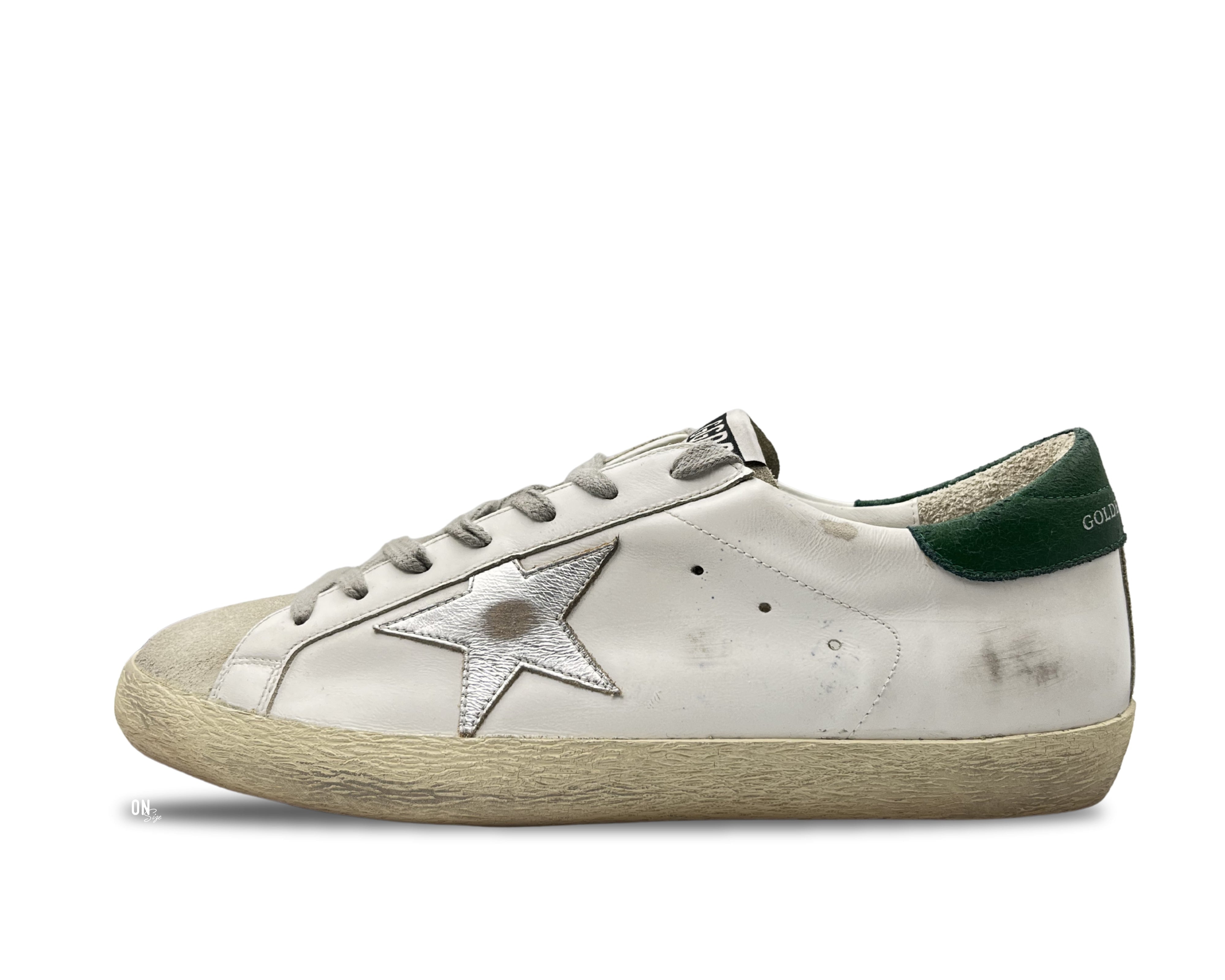 Golden Goose Super-Star White Green Silver Star - OnSize