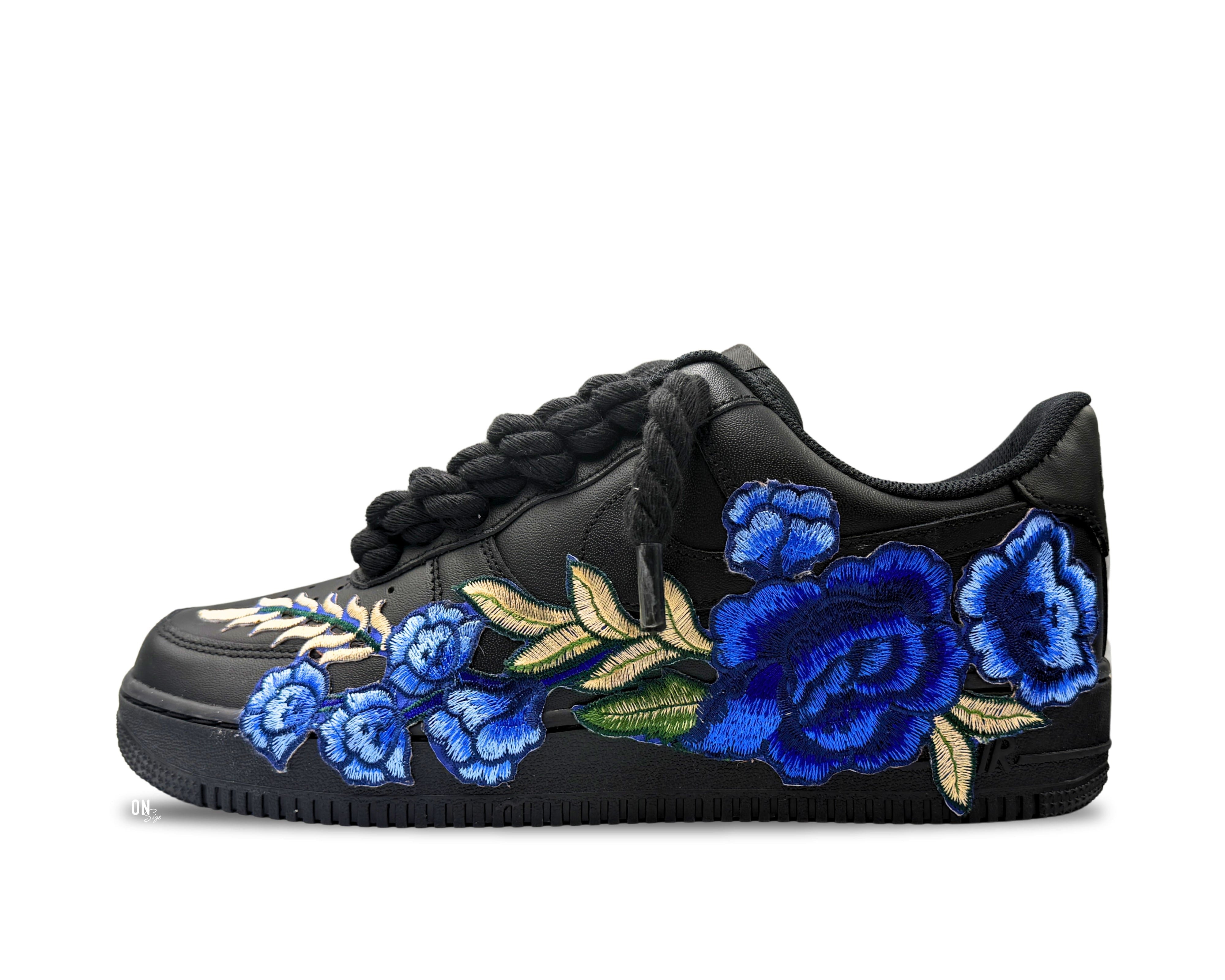 Nike Air Force 1 Low ‘07 Black / Blue Rose Rope Laces - OnSize