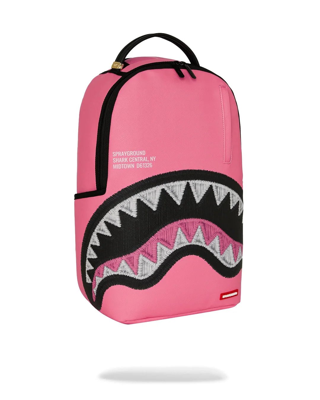Sprayground Shark Central Pink Embroidered Shark Backpack - OnSize