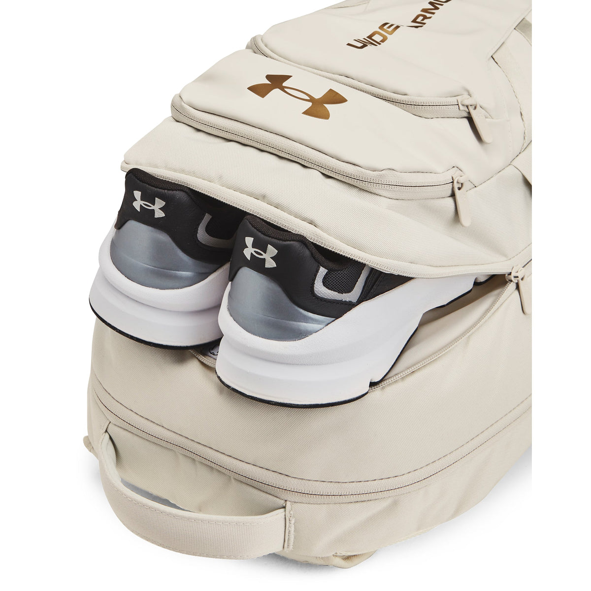 Under Armour UA Hustle 6.0 Pro Backpack Summit White Metallic Gold - OnSize